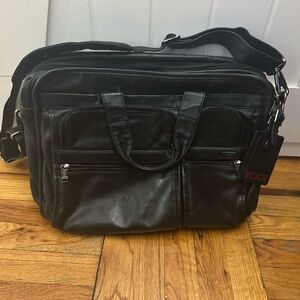 TUMI Black Leather Briefcase